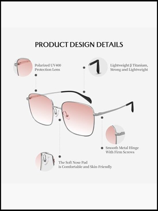 Oversized Square Polarized Sunglasses UV Protection main image 4